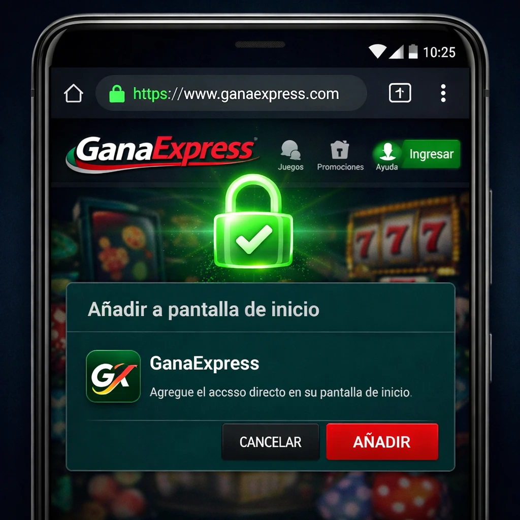 Acceso seguro a GanaExpress desde el navegador en celulares Android en Perú