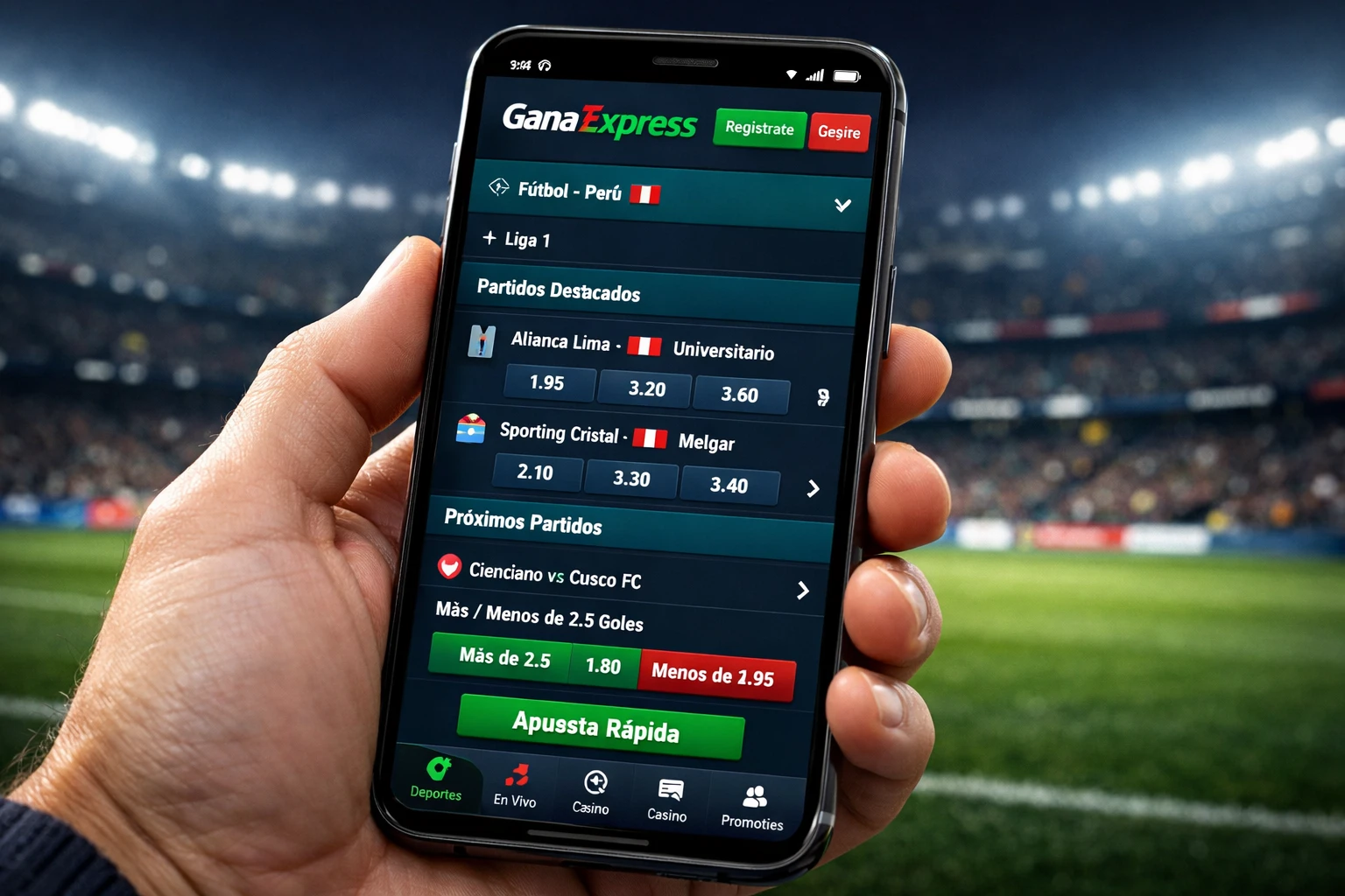 GanaExpress app móvil y acceso web optimizado para apuestas en Perú