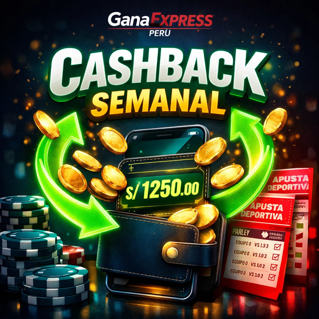 Promoción de cashback semanal para usuarios registrados en GanaExpress Perú